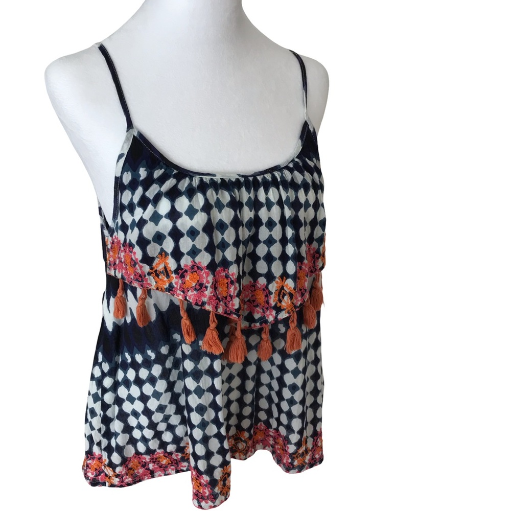 California Moonrise Embroidered Tassel Tank. Size XS. Runs large.